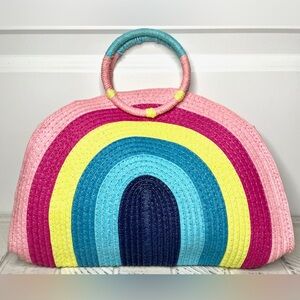 Rainbow Stripe Woven Paper Handbag Circular Handle Cat & Jack